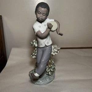 Vintage LLADRO 5157 Bongo Beat Black Legacy Collection Dancing Boy Drum 9"